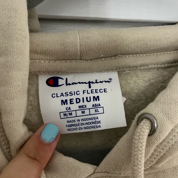 Men’s Champion Classic Fleece Hoodie in Tan - Picture 3 of 5